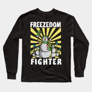 Vintage Snowman Freezedom Fighter Pun Resist Revolution Long Sleeve T-Shirt